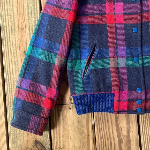 Vintage 1990s Pendleton Plaid Wool Bomber Jacket - Thinsulate Lining - S/M - Picture 5 of 16